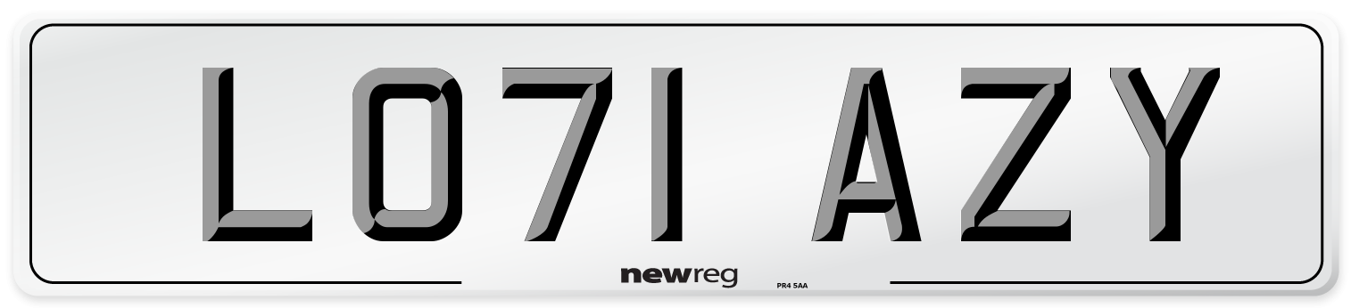 LO71 AZY Number Plate from New Reg